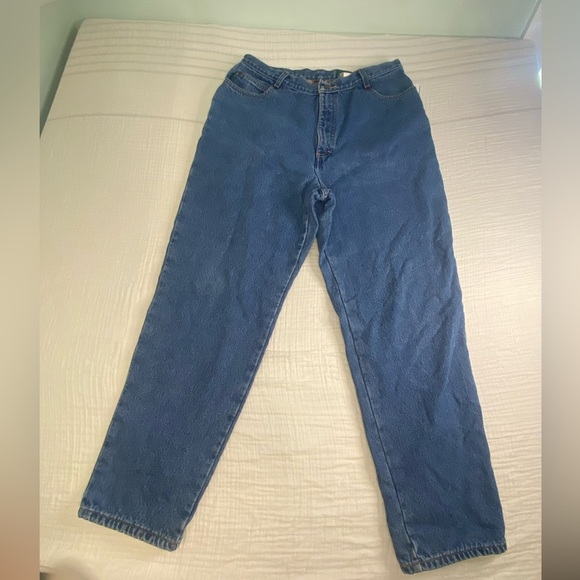 Women’s Cabelas Straight Leg Fleece Lined Insulated Jeans Blue Size 16 Regular - Picture 1 of 12